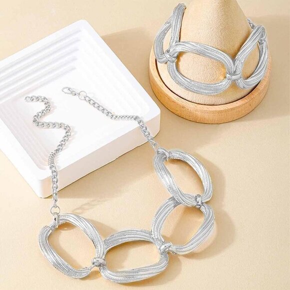 Chunky Gold Choker Necklace Set Alloy Steel for Women Punk Cuban Chain Jewelry - Picture 2 of 7